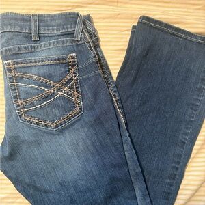 Ariat Women's Boot Cut Jeans - Blue with Tan Stitching